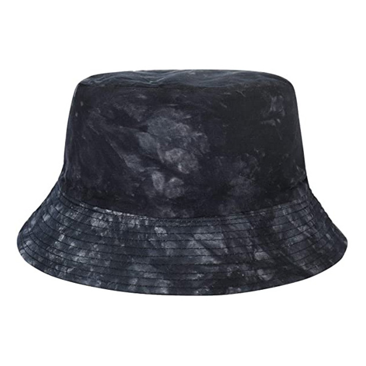 European and American Retro Tie Dye Washed Hat Female Spring New Double Sided Wear Denim Sun Bucket Hat for Outdoor